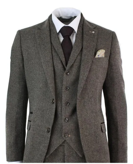 2018 последние конструкции пальто брюки курение серый Твид мужской костюм Slim Fit 3 шт. Тощий смокинг на заказ жениха Костюмы Блейзер Masculino
