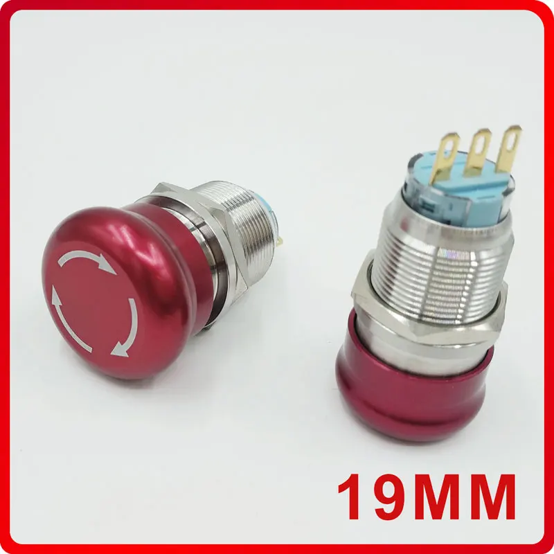 

19mm Red Waterproof Stainless Steel Emergency Push Button Switch Elevator emergency button Failure stopped
