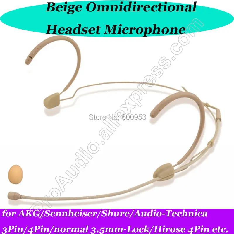 

MICWL New Comfortable Headset Head worn Microphone for Sennheiser AKG Shure Audio-Technica Wireless Mic Bodypack etc.