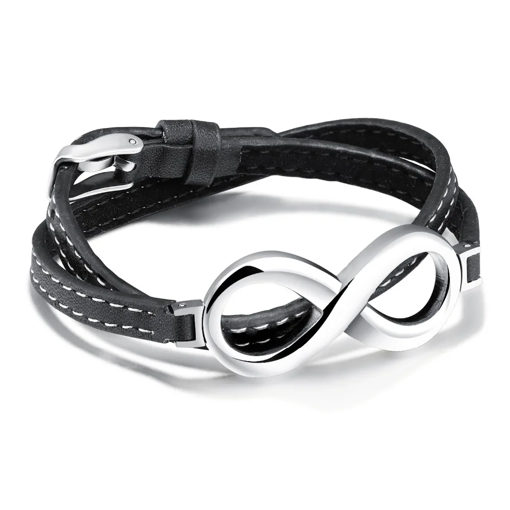 Классическая Бесконечность дизайн обертка унисекс браслеты мода нержавеющая