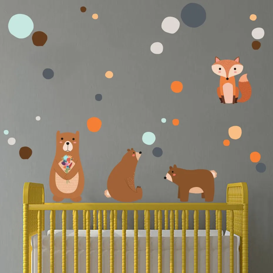 Woodland Animals Polka Dots Designs Wall Sticker  (1)