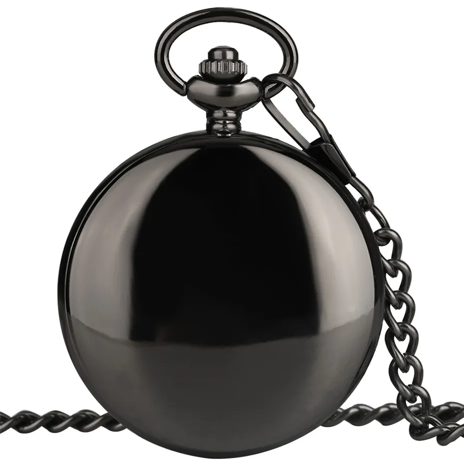 Гладкий Черный Лазерная Двойное сердце дизайн кварцевые карманные часы для Для мужчин Для женщин малыш стимпанк мода карманные, на цепочке