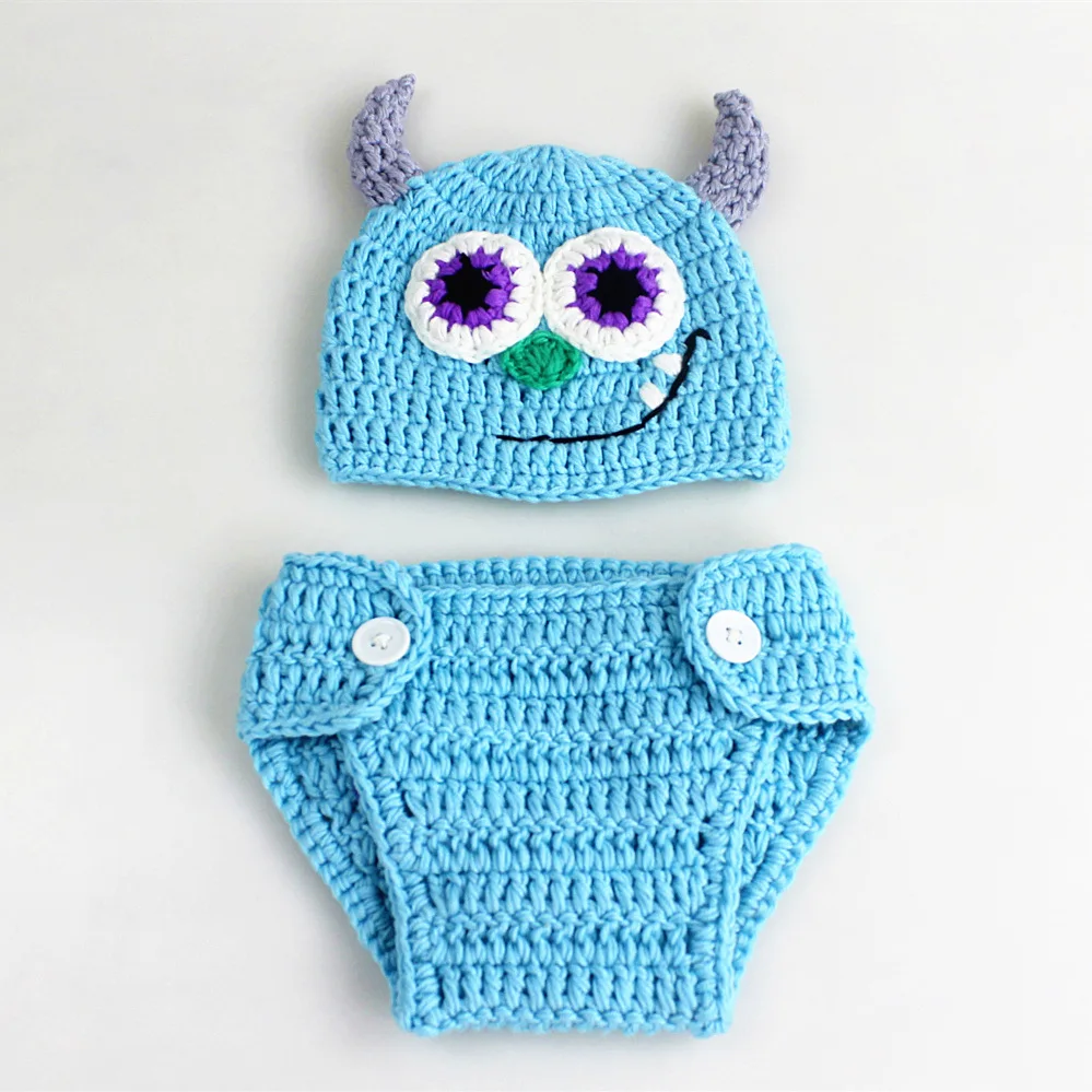 Baby Newborn Photography Costumes Clothing Sets Cartoon Character Devil Bebe Knitted Clothes Outfits 3pcs baby photography props