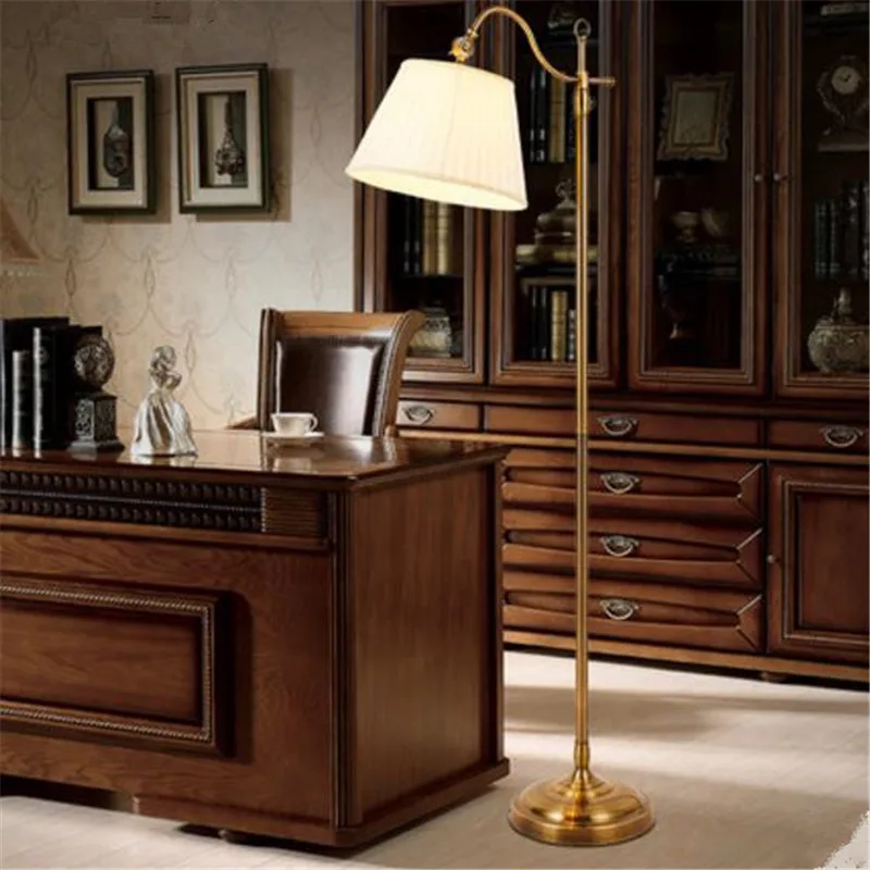 Lâmpada de Assoalho Luz do Quarto País Americano Sombra Tecido Estudo Retro Nobre Café Bar Decoração Frete Grátis Luz