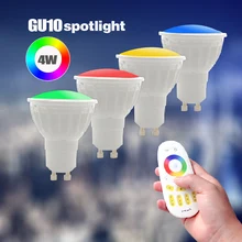 10 шт./лот AC85-265V 2,4G Беспроводной GU10 RGBW RGB+ теплый белый, Wi-Fi, 4 Вт светодиодный Изменяемая с регулируемой яркостью умный светодиодный прожектор лампа дневного света