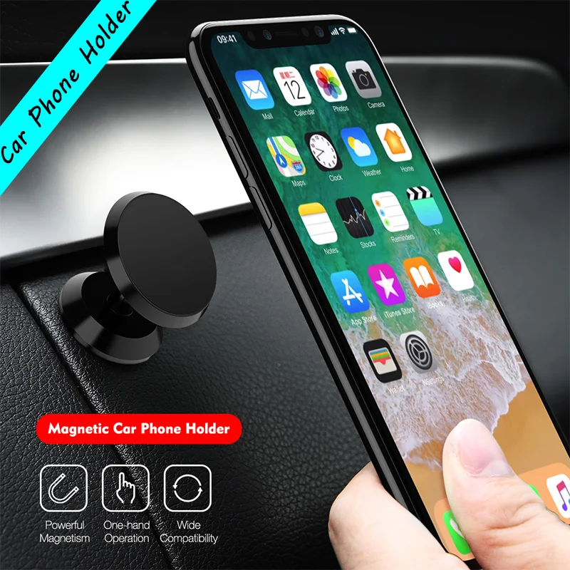 

360 Rotatable Plate Adhesive Dashboard Magnetic Phone Holder GPS Navigation Mini Bracket Support Phone Holder Stand Mobile Phone