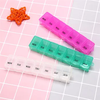 

1Pc 7 Days Pill Medicine Box Weekly Tablet Holder Storage Organizer Container Case Pill Box Splitters 3 Colors