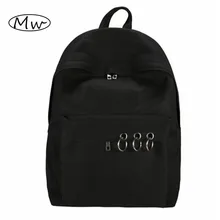 Estilo Harajuku Mochila Negro Unisex Sólido Mochila de Lona Mochilas escolares Para Adolescentes Pareja Mochila Bolsa Mochila de Viaje Ocasional