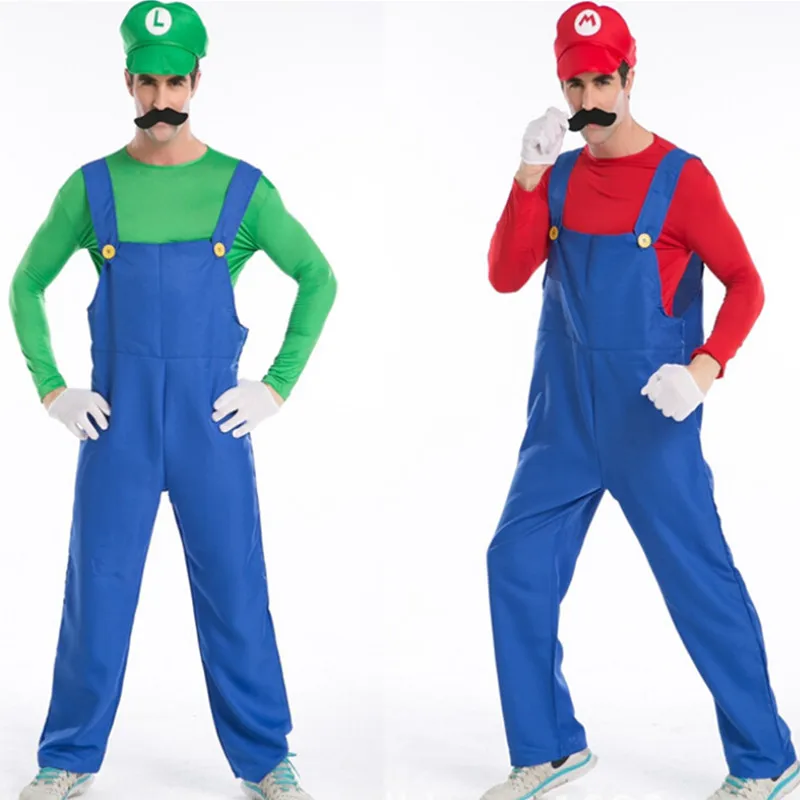 KIDS LUIGI SUPER MARIO BROS PLUMBER COSTUME HAT /& MOUSTACHE Size 3-10 years