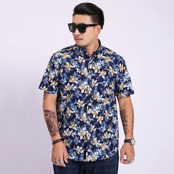 

8XL 6XL 5XL Men Shirt Mens Business Casual Shirts 2019 New Arrival Men Famous Brand Clothing Print Short Sleeve Camisa Masculina