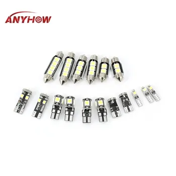 

ANYHOW 17Pcs/set T10 White Interior LED Light kits For BMW E90 E91 E92 3 Series license plate lights car signal lamp Error Free