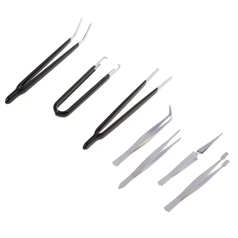 

7pcs Anti-static Electronics Tweezers Straight Curved Electronic Craft Repairing Tools