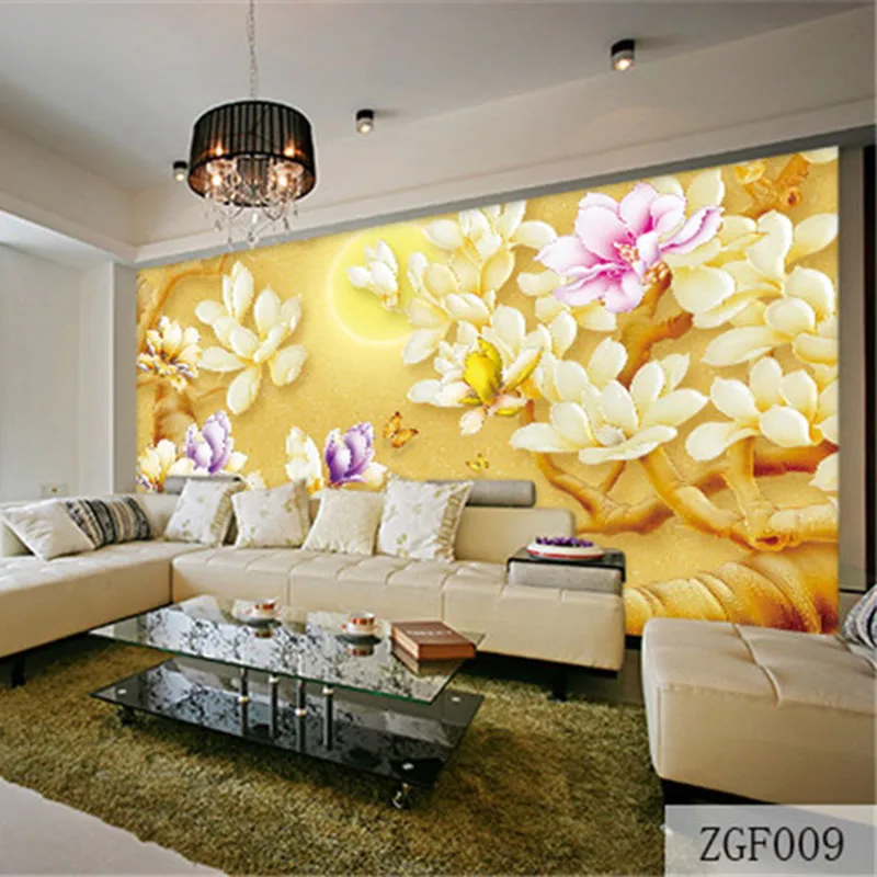 QINGCHUN Custom Print 3D Fabric &amp Textile Wallcoverings Wall Cloth Murals Matt Silk For Living Room Chinese Flower Home Decor |