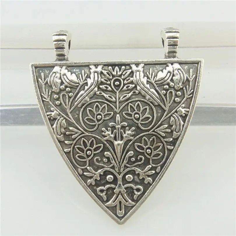 

19495 5pcs Vintage Silver Alloy Leaf Flower Retro Shield Filigree Pendant Charm