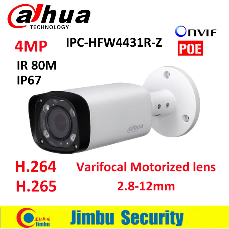 

Dahua IP camera 4MP POE varifocal motorized lens 2.8mm ~12mm camera IPC-HFW4431R-Z H.265 bullet camera IR80M