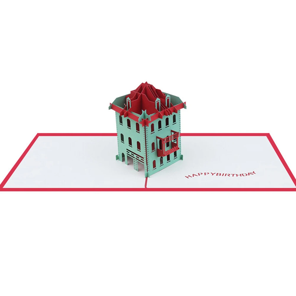 Креативный ручной креативный 3D Pop Up House с днем рождения работы Поздравительная
