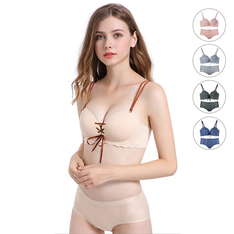 

New Spring Bra Briefs Set For Women Push Up Bras Seamless Lingerie Panties Sexy Brassiere Wire Free Bralette Female Underwear #D