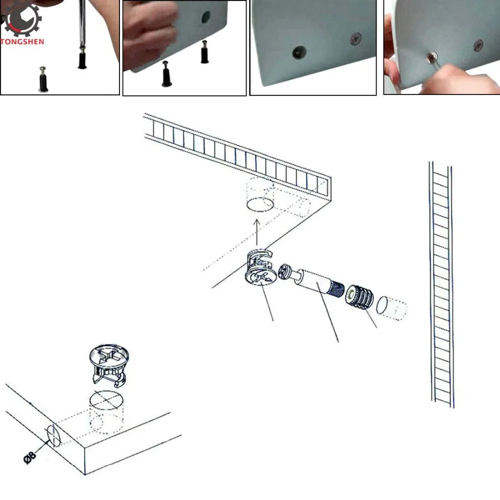 20 комплектов сборка мебели 15 мм OD Cam фитинг w дюбельные винты предварительно вставленные гайки мебель сторона подключения для мебельная панель