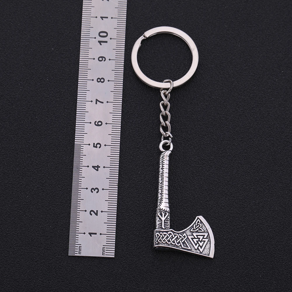 Skyrim 3D Slavic Perun Axe Pendant Key Chain Thor Hammer Charm Odin's Symbol of Norse Valknut Irish Knot Men's Keychain - Image 2