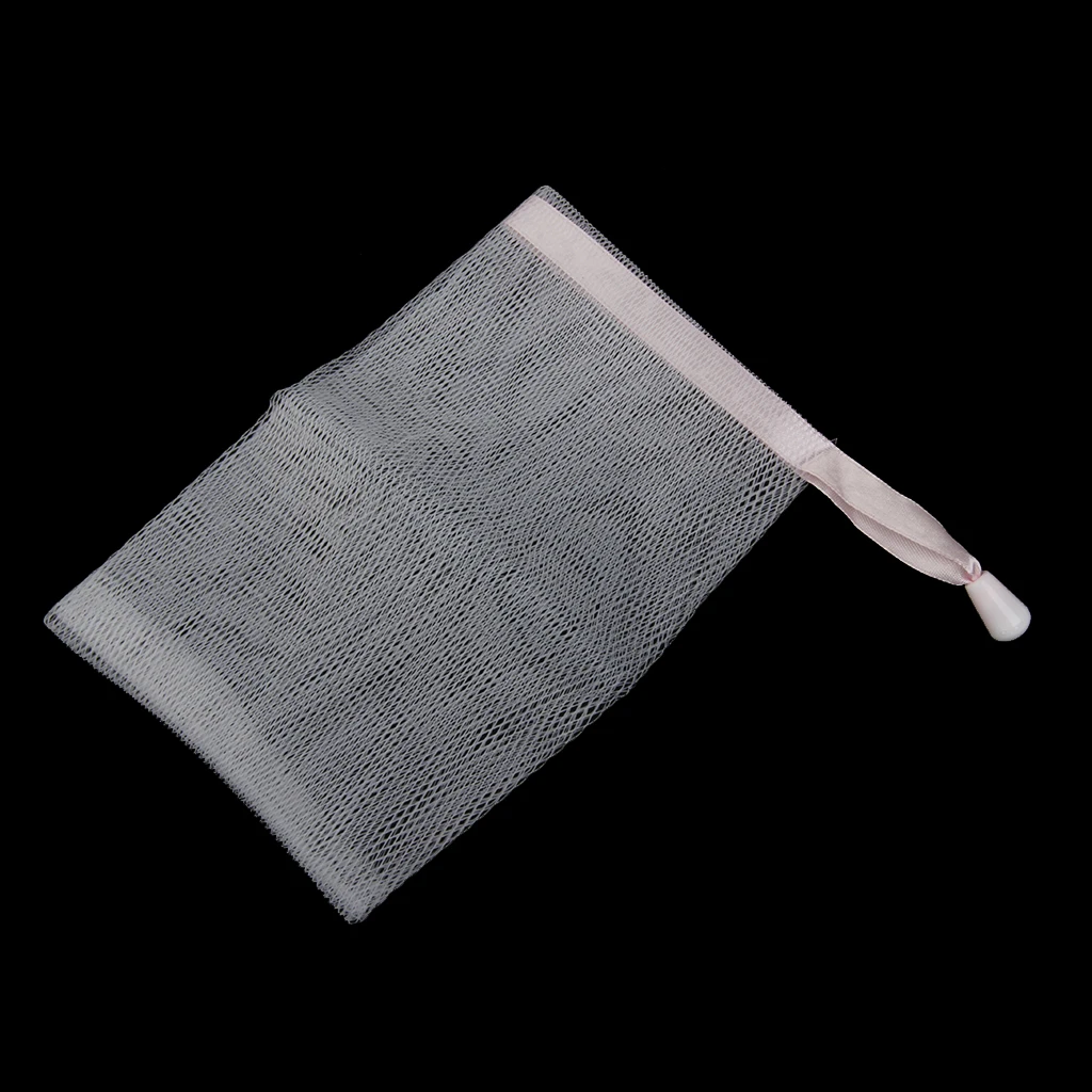 MagiDeal 10pcs Mesh Soap Sack Saver Pouch Drawstring Holder Bags for Making Bubbles Body Facial Cleaning Bath Shower Tool