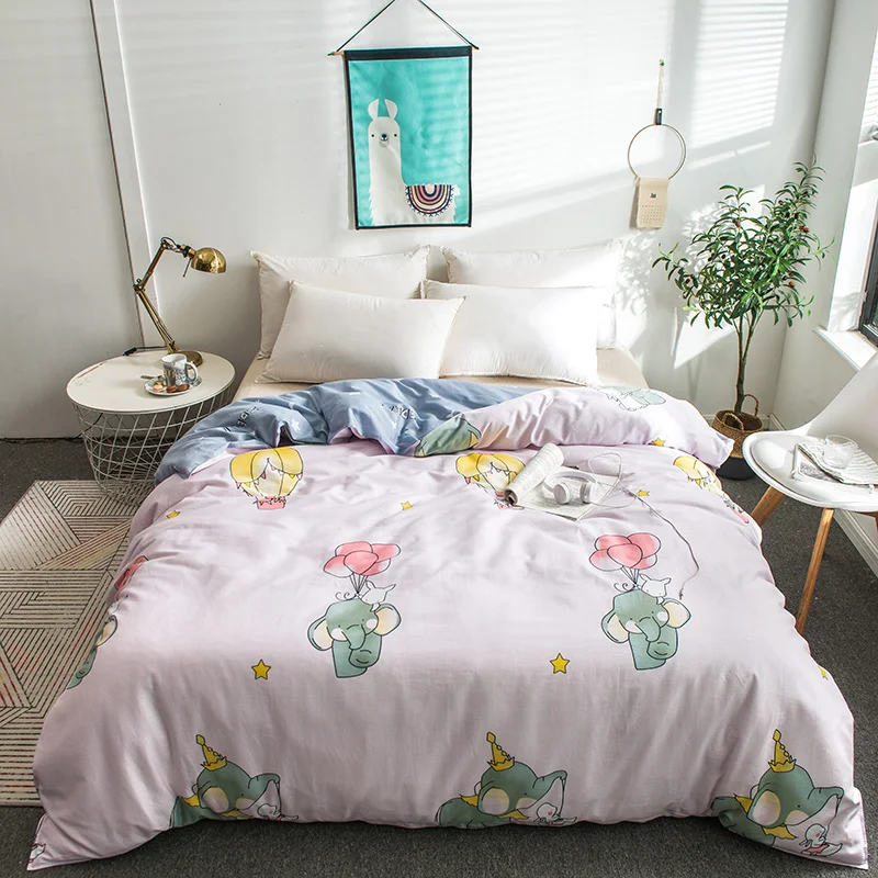

Color Baby Elephant Pattern Bedding FUll Queen King Size Duvet Cover Fiber Reactive Prints Quilt Cover Only 220x240cm 5 Size