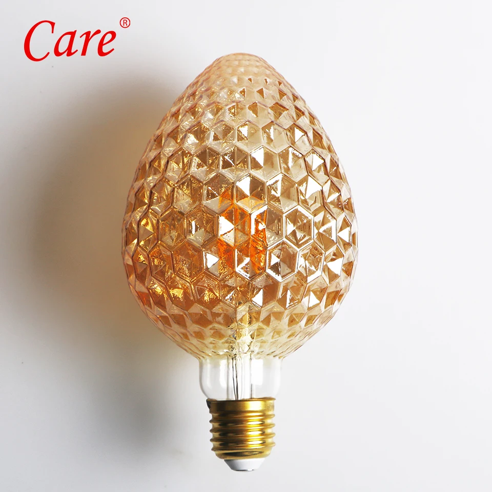 Care LED G90 Strawberry Decoration Filament Bulb 4W E27 2200K Golden