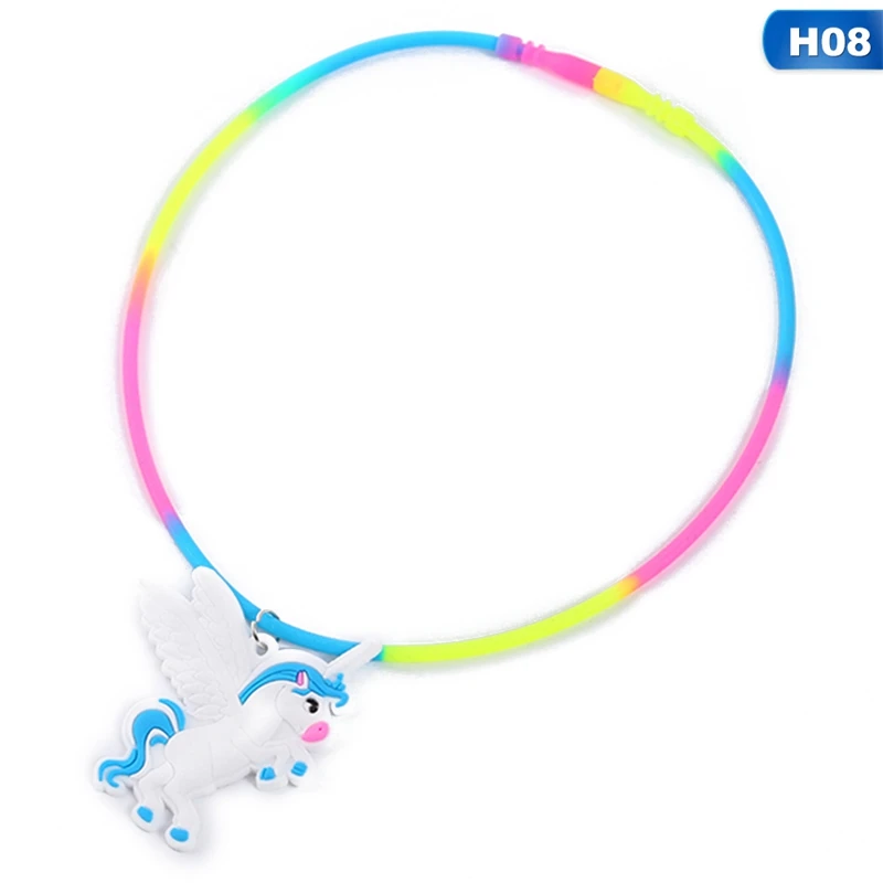 Rainbow Unicorn Pendant Rubber Necklaces Accessories -Unicorn Fashion