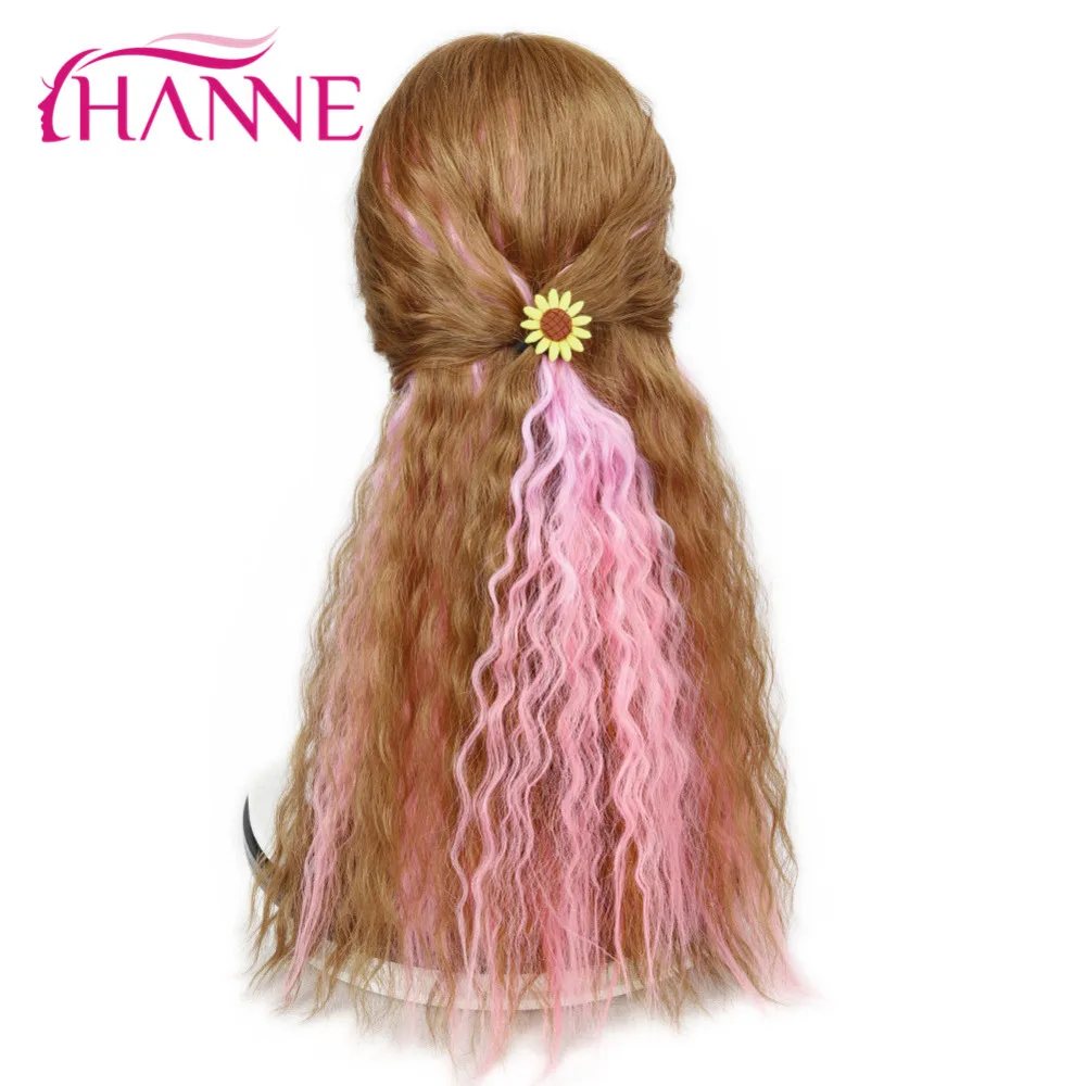 HANNE 24 "60 см 5 зажимы длинные естественная волна смешанные коричневый/синий/зеленый/розовый/серый/фиолетовый синтетические волосы на клипсах