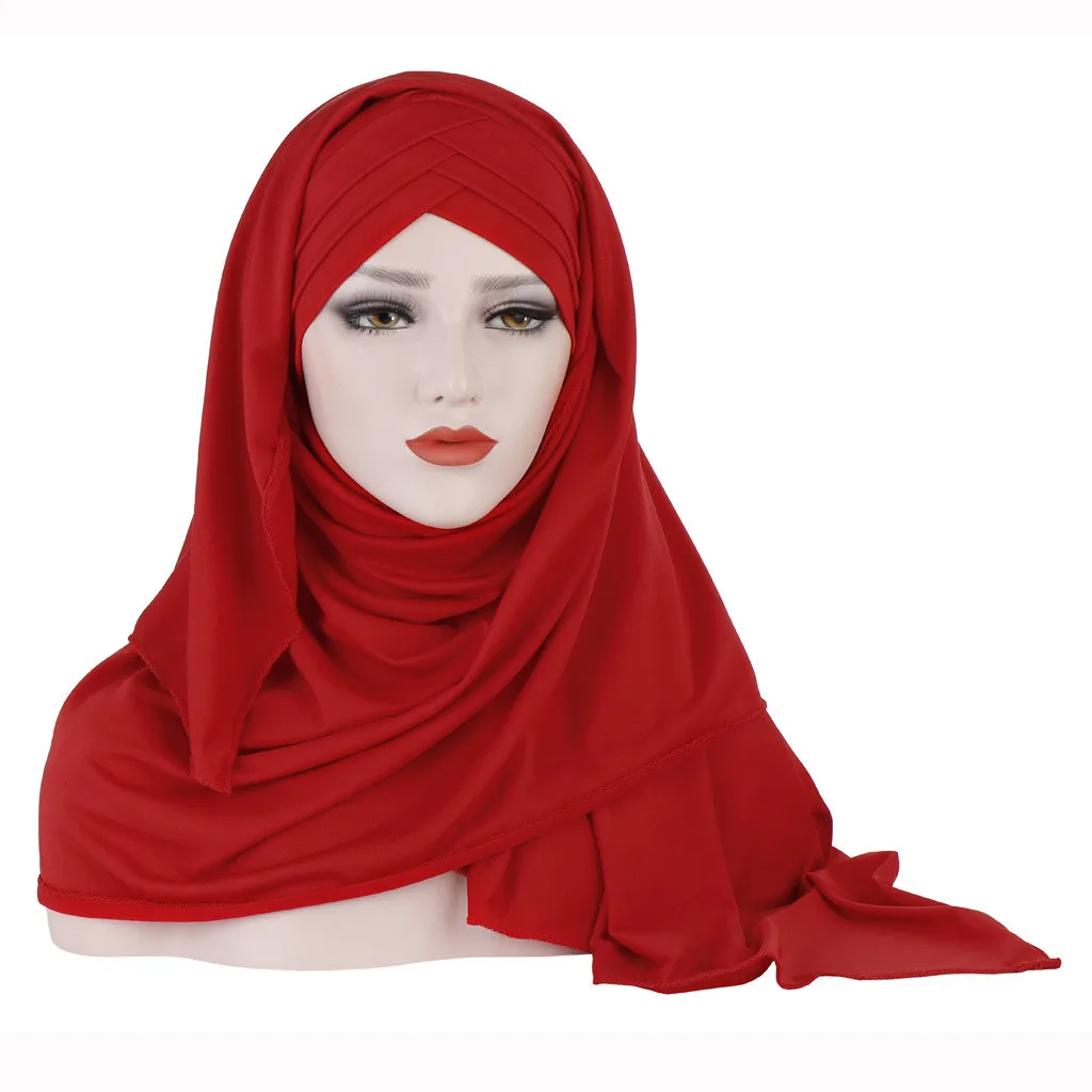 Женский головной убор в индийском стиле мусульманская гофрированная раковая Шапочка-тюрбан шапочка шарф шаль Дамский подшарф легко готов носить головной платок шляпа
