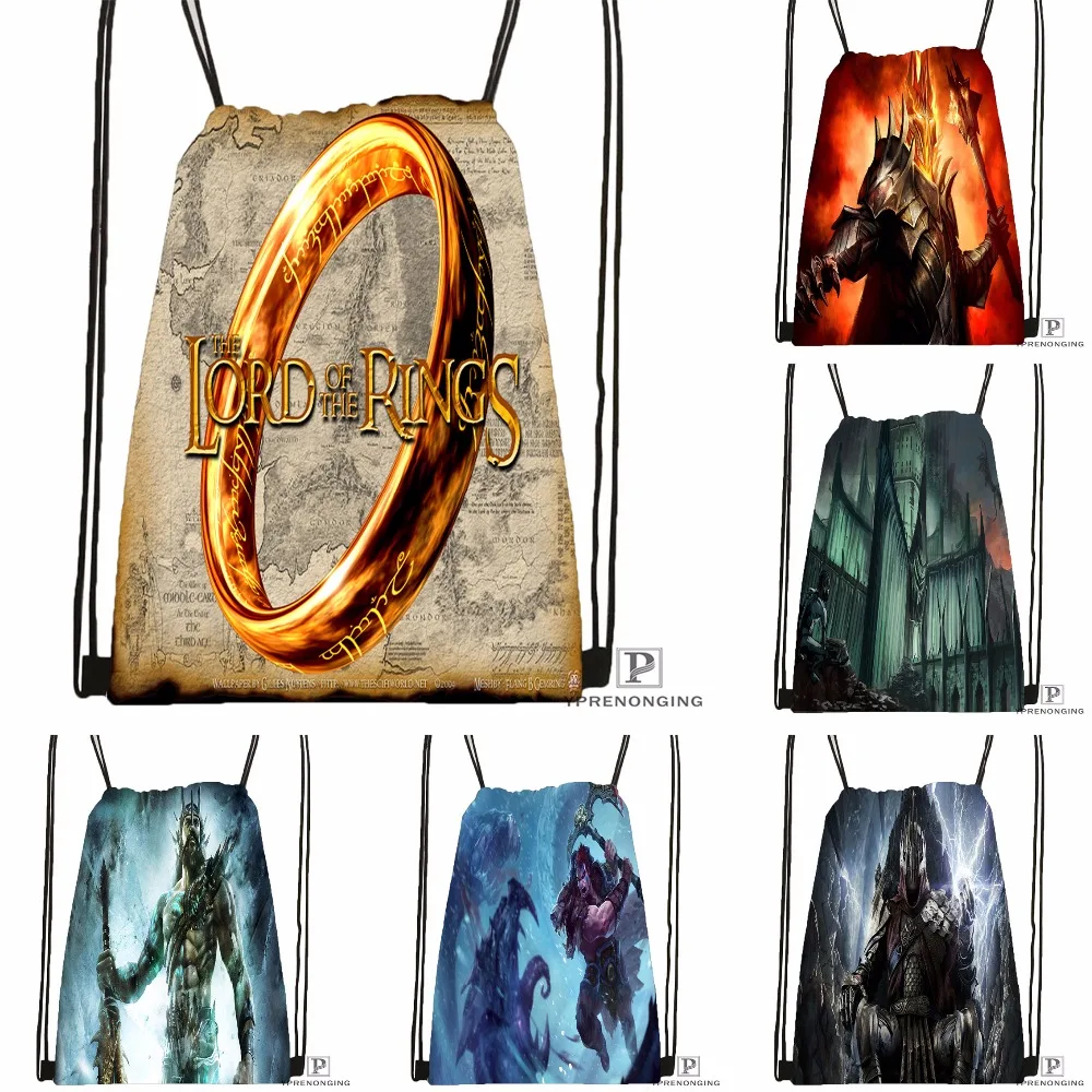 Custom the Lord of the Rings Drawstring Backpack Bag Cute Daypack Kids Satchel Black Back 31x40cm