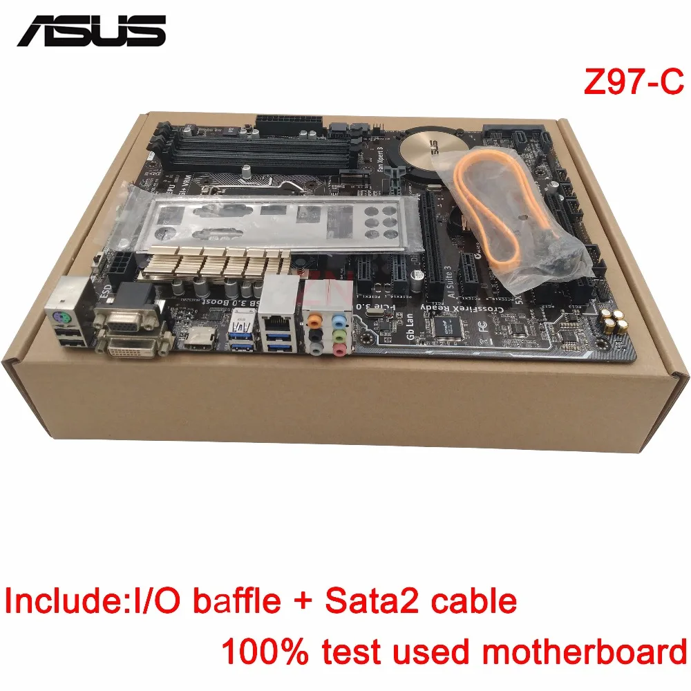 

original Used Server motherboard For Asus Z97-C Socket 1150 I7 I5 I3 Maximum 4*DDR3 32GB 4xSATAIII 1xM.2 ATX