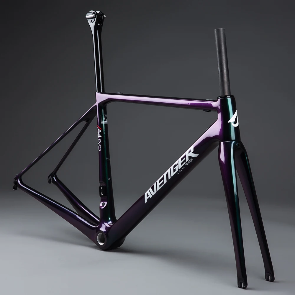 

Carbon Fibre Ultra Light Racing Road Bike A4 Custom 700C Carbon Frame EPS technoloy with Temperature Avenger Chameleon Paint