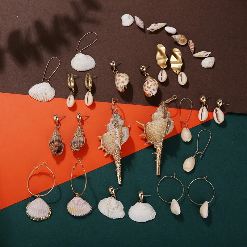 

17KM New Boho Natural Sea Shell Drop Earrings For Women 2019 Korean Fashion Geometric Dangle Earring Summer Female Jewelry Gifts