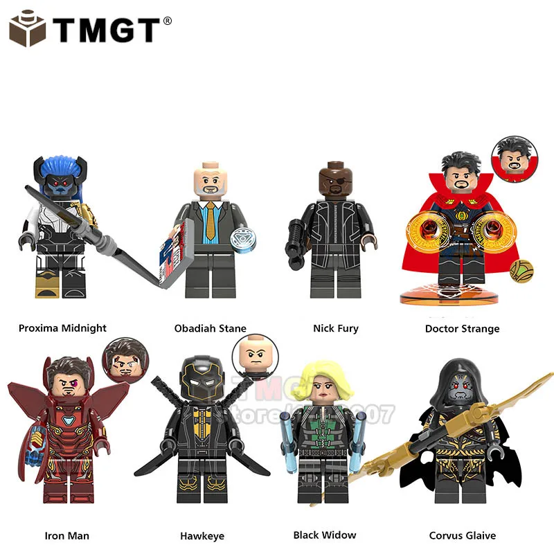 

Single Super Hero Iron Man Black Widow Stane Nick Fury Doctor Strange Hawkey Building Blocks Toys For Children