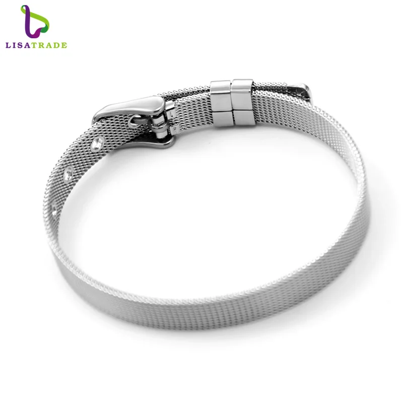 8mm/ 10mm Stainless Steel Wristband Bracelet Fashion Accessory Fit for Slide Letters Charms LSBR01-02