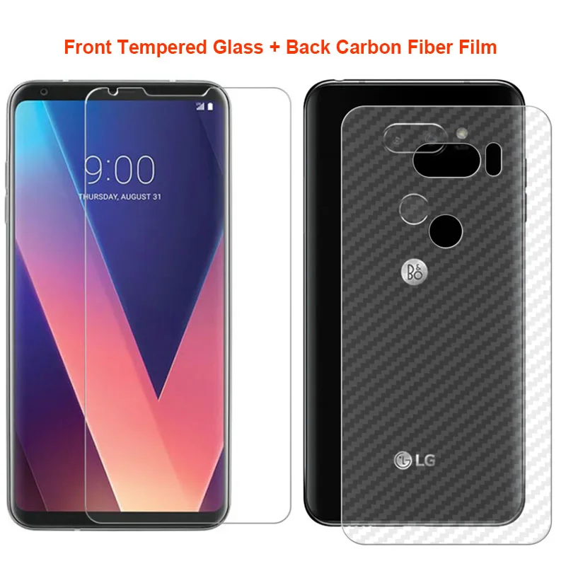 Для LG V30 V30S V35 Plus ThinQ 6," 2 шт = мягкая задняя пленка из углеродного волокна+ ультратонкая Защитная пленка для переднего экрана из закаленного стекла