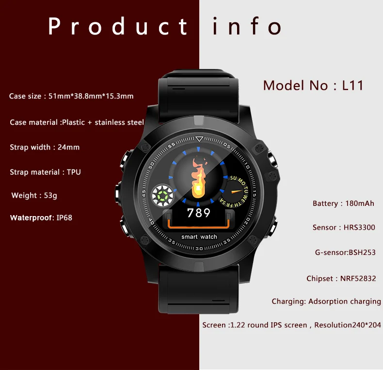 Bulk unique Alarm watch clock L11 gps smart watch