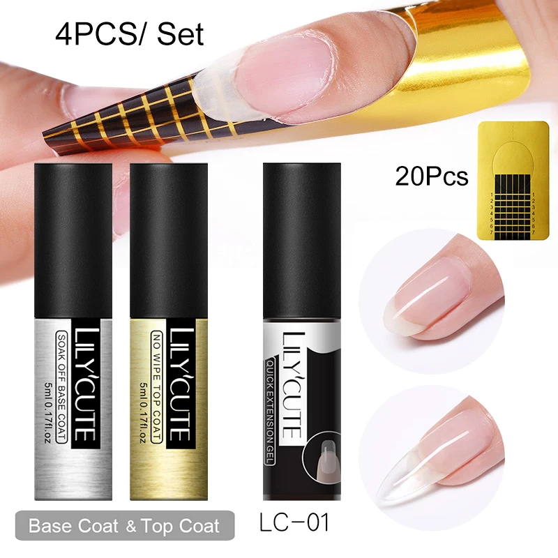 

LILYCUTE Quick Poly Extension Gel Clear Pink Nail Tips UV Building Gel Jelly Acrylic Finger Nail Art Poly Lacquer Set