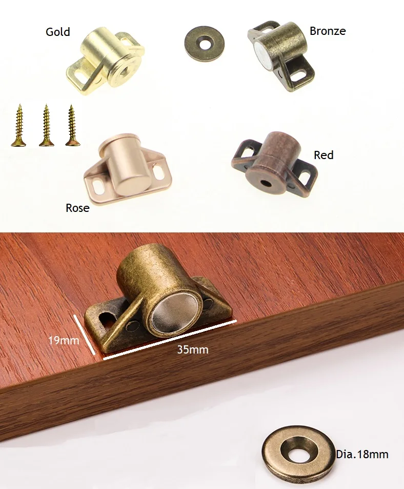 10pcs Lot Red Bronze Gold Cabinet Cupboard Barrel Magnetic Door