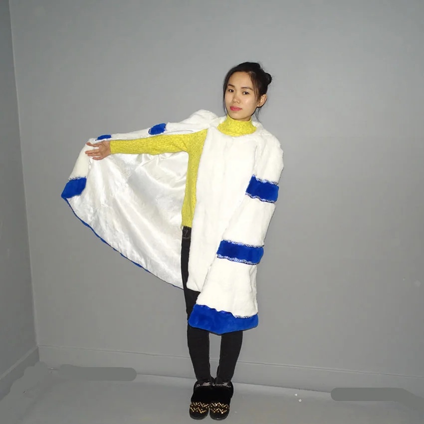 2018 new style real rex rabbit fur shawl female full pelt coat women long section winter jacket | Женская одежда