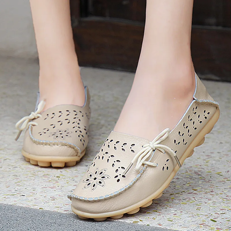 Hot Size 34 44 shoes women Breathable slip on flats women s Moccasins genuine leather flat