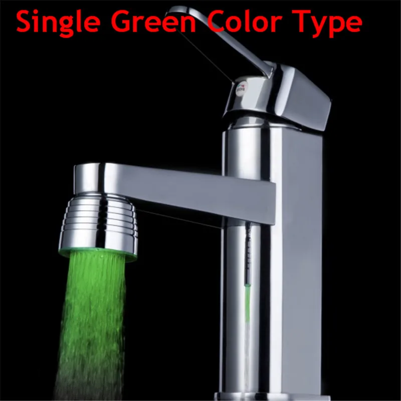 RGB светодиодный светильник для водопроводного крана, 7 цветов, меняющий свечение, аэратор для душа - Цвет: single green color