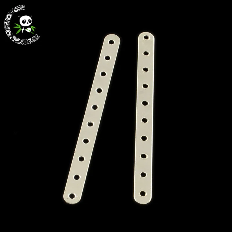 

pandahall 100pcs Iron Rectangle 10-Hole Spacer Bars Beads Connectors Charms for Jewelry Making Silver 45x3.5x0.8mm Hole: 1mm