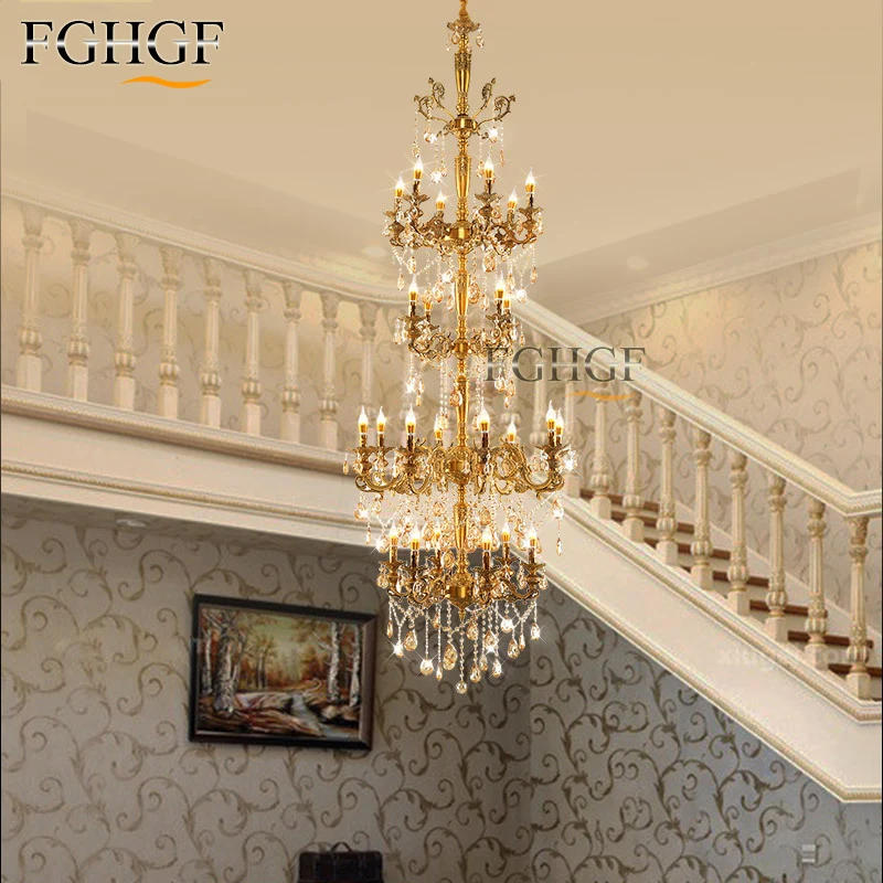 

Modern Large Chandeliers Light Long Stair Lighting Lustres lampadari Crystal Chandeliers Fixtures Lamp for Living Room Bedroom