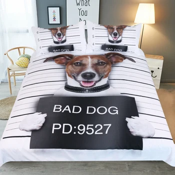 

Home bed set cute white black dog stripe bedding set 3pcs kids boy girl bedclothes 3D Printed twin full Duvet Cover pillowcase