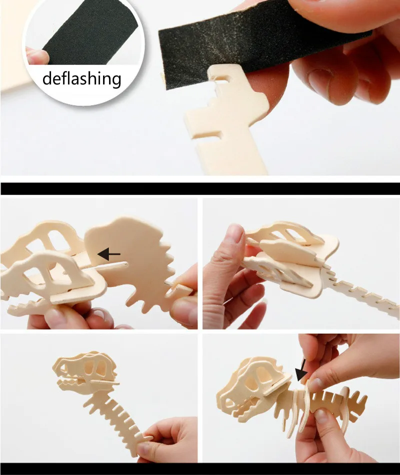3D моделирование динозавров головоломки игрушки DIY забавная модель скелета деревянные образовательные интеллектуальные интерактивные игрушки для детей Подарки