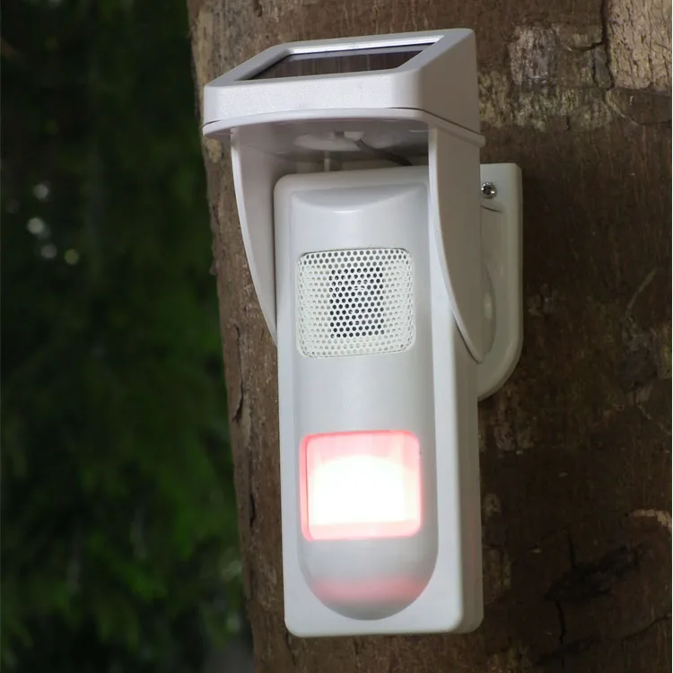 Outdoor wireless solar power flash siren support remote controller