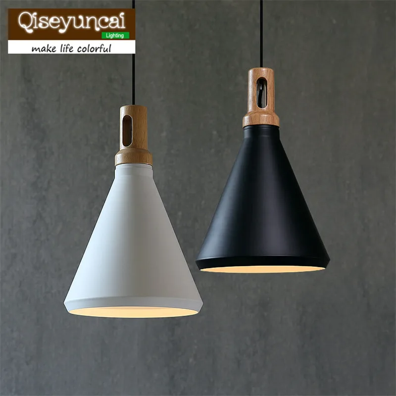 

Qiseyuncai Retro Loft industrial wind iron single head solid wood aluminum chandelier personalized living room lighting