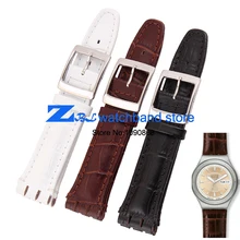 Натуральная кожа ремешок для часов 17 мм 19 мм часы swatch ремешок наручные часы спортивный кожаный браслет