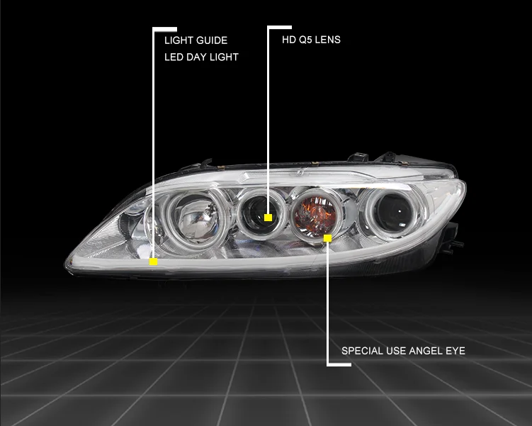 Bi-Xenon Headlights For MAZDA 6 2003-2004 Hi-Low Beam Projector Lens with Angel Eyes Headlights Head Light Car Styling Headlamp